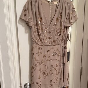 Altar'd State Taupe Floral Mini Dress